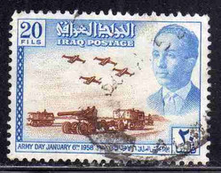 IRAQ IRAK 1958 ARMY DAY FORZE ARMATE KING FAISAL II ARTILLERY AND PLANES 20f USED USATO OBLITERE' - Irak