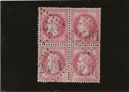 NAPOLEON III LAURE N° 32 BLOC DE 4 -OBLITERATION GROS CHIFFRES 2461-MONTFORT - L'AMAURY - COTE : 300 € - 1863-1870 Napoleon III With Laurels