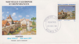 Enveloppe  FDC  1er  Jour   NOUVELLE  CALEDONIE   Oeuvre  De   Alfred   SISLEY   1986 - FDC