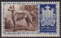 Timbre-poste Gommé Neuf** - Chiens De Race Danois Great Dane (Canis Lupus Familiaris) N° 418 (Yvert) - Saint-Marin 1956 - Unused Stamps