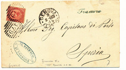 1883 FRAMURA  GENOVA CORSIVO DI COLLETTORIA RURALE + GENOVA CERCHIO E BARRE - Poststempel