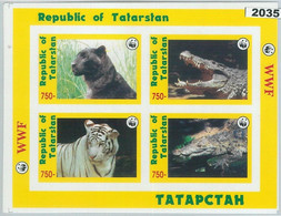 M2035 - RUSSIAN STATE, MINIATURE SHEET: WWF, Crocodiles, Panthers, White Tigers  R04.22 - Usati