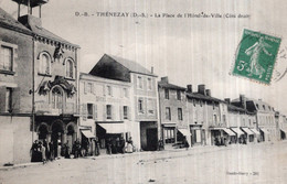 CPA   9   THENEZAY---LA PLACE DE L'HOTEL-DE-VILLE ( COTE DROIT )---1913 - Thenezay