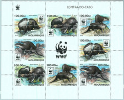 A1342 - MOZAMBIQUE, ERROR, MISPERF, Miniature Sheet: 2016, Otters, Fauna, WWF  R04.22 - Gebruikt