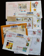 China Postal Circulated Registered Covers X10. Pre-stamped / Affix Various Stamps - Covers & Documents