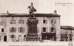 CPA   48    CHATEAUNEUF-DE-RANDON---PLACE ET STATUE DUGUESCLIB---CURE D'ALTITUDE - Chateauneuf De Randon