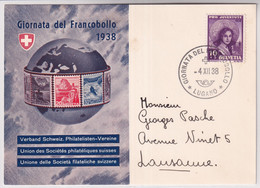 Schweiz - 1938 Tag Der Briefmarke / Journée Nationale Du Timbre - LUGANO - I - Giornata Del Francobollo