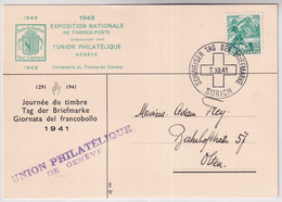 Schweiz - 1941 Tag Der Briefmarke / Journée Nationale Du Timbre -ZÜRICH - Exposition Nationale Genève - Giornata Del Francobollo