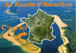 Carte Géographique, France - 33 Gironde Le Bassin D'Arcachon - L'Île Aux Oiseaux, La Dune Du Pyla - Landkarten