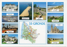 Carte Géographique - 33 GIRONDE - Arcachon. Bordeaux. La Réole. Blaye. Bazas. St Emilion. Dune Du Pyla - Landkarten