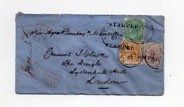 !!! INDE ANGLAISE, LETTRE DE SHAJEHANPORE DE 1867 POUR LONDRES, AFFRANCH TRICOLORE. ARCHIVE CLARKE - 1858-79 Crown Colony