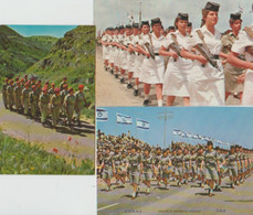 Militaria . Lot 2 Cpm 10x15 + 1x Cpm 9x14 Défilé De FEMMES SOLDATS  De L'Armée Israélienne - Regiments