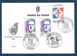 1er Jour S/carte 1990  LILLE  Charles De Gaulle Et Appel à La Résistance  Avec Timbre  N° 2634 Et2656 - Other