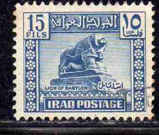 IRAQ IRAK 1941 1942 LION OF BABYLON LEONE DI BABILONIA 15f USED USATO OBLITERE' - Irak