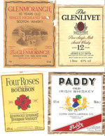 ETIQUETTE Ancienne Whisky LOT DE 4   GLENMORANGIE GLENLIVET PADDY IRISH WHISKEY FOUR ROSES KENTUCKY STRAIGHT - Whisky