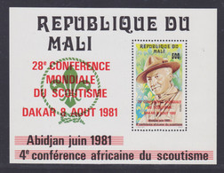 MALI BLOC N°   15 ** MNH Neuf Sans Charnière, TB (CLR237) Scoutisme, Surchargé - 1981 - Mali (1959-...)