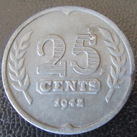 Pays-Bas / Nederland - Monnaies 25 Cents Wilhelmina 1942 En Zinc - 25 Cent