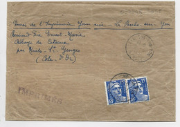GANDON 15FR BLEU X2 DEVANT LETTRE AVEC RABAT LA ROCHE SUR YON 1951  POUR COTE D'OR TARIF IMPRIME - 1945-54 Marianne De Gandon