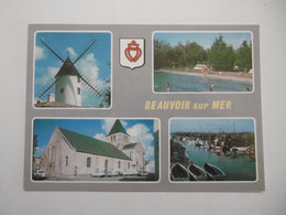 BEAUVOIR SUR MER Vues : Eglise, Piscine, Moulin Jean Biron, Port De L'Epoids - CPM 85 VENDEE - Beauvoir Sur Mer