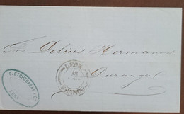 SO) 1868, LETTER, LEON, BLACK SEAL, IN PERFECT CONDITION - Covers & Documents