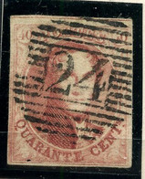 BELGIQUE - COB 8A  - 40C ROUGE CARMIN PAPIER EPAIS MEDAILLONS OBLITERE - 1851-1857 Medaillons (6/8)