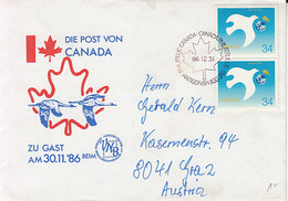 MAPLE LEAF, GEESE, CANADA POST HAMBURG SPECIAL POSTMARK, SPECIAL COVER, 1986, CANADA - Cartas & Documentos