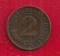ALLEMAGNE 2 PFENNIGE - 1924 - 2 Rentenpfennig & 2 Reichspfennig
