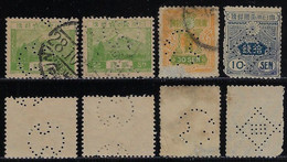 Japan 4 Stamp With Perfin 1 With Logo Of The Mitsui Bussan Kaisha From Kobe + 3 Unidentified Lochung Perfore - Altri