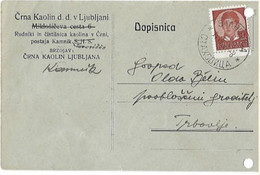 DOPISNICA: ČRNA KAOLIN LJUBLJANA   STAHOVICA-TRBOVLJE,14.7.1938 - Jugoslavia