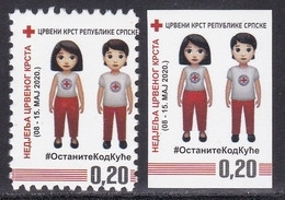 Bosnia Serbia 2020 Red Cross Croix Rouge Rotes Kreuz Tax Charity Surcharge, Perforated + Imperforated Stamp MNH - Bosnia And Herzegovina