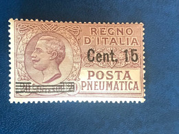 Italien 15 Centisimi Überdruck 20 Centesimi 1927 Postfrisch Posta Pneumatica Michel 268 - Pneumatische Post