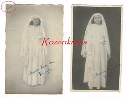 Lot 2 X Girl Fille Enfant Child Oude Foto Communie Communiefoto Old Photo Ancienne Studio Cabinet Holy Communion - Zonder Classificatie