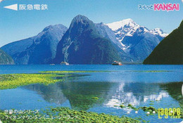 Carte Prépayée JAPON - Montagne Lac Bateau / NEW ZEALAND Rel. - Mountain Lake & SHIP JAPAN Kansai Lagare Card - Barcos