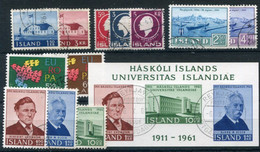 ICELAND 1961 Complete Issues Used.  Michel 347-358, Block 3 - Gebraucht