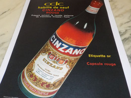 ANCIENNE PUBLICITE CINZANO ROUGE 1961 - Alcools