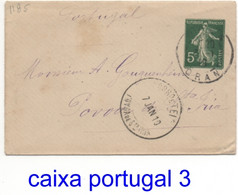 TARIF IMPRIMÉS ETRANGER / LETTRE EP SEMEUSE 5c / ORAN  POUR POVOA DE St. IRIA 5 - 1 - 1910 - Lettres & Documents