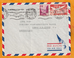 1952 - Enveloppe Par Avion De Meknes Ville Nouvelle Vers Werne,  Rhénanie-du-Nord-Westphalie, Allemagne - Affrt 45 F - Storia Postale