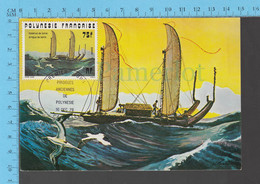 Maxi-card - Polynesie, 72f FDC, Pirogues Anciennes , 1978 - Cartes-maximum