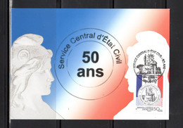 ✅ 2015 " 50 ANS DU SERVICE CENTRAL D''ETAT CIVIL " Sur Carte Maximum N° YT 4959 Parfait état. CM - 2010-2019