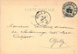 Entier Postal De Gilly à Bruxelles 7 Mars 1887 - Tarjetas 1871-1909