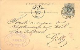 Entier Postal De Gilly à Anvers Station 7 Mars 1891 - Tampon Jules Hekkers à Anvers - Cartes Postales 1871-1909
