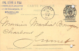 Entier Postal De Bruxelles à Jumet 1895 - Tampon Aug. Siron Et Fils - Griffe Téléphone - Tarjetas 1871-1909