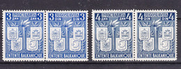 Yugoslavia Kingdom, Balkan Entente 1940 Mi#422-425 Mint Hinged Pairs - Neufs