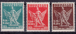 Yugoslavia Kingdom, Sokol Games 1934 Mi#275-277 Mint Hinged - Ungebraucht