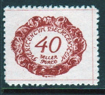 Liechtenstein 1920 Single 40h  Postage Due Stamp In Unmounted Mint Condition. - Taxe