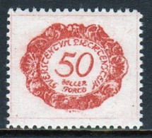 Liechtenstein 1920 Single 50h  Postage Due Stamp In Unmounted Mint Condition. - Strafportzegels