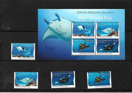 COCOS ISL. 2021.  MANTA RAY 4v.+S/S,  MNH **NEW! - Meereswelt