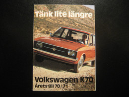 VOLKSWAGEN K70 Arets Bil 70/71 Car Cars Auto Poster Stamp Vignette GERMANY Label - Cars