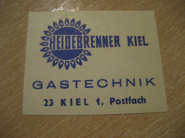 KIEL Heidebrenner Gastechnik Gas Energy Science Geology Poster Stamp Vignette GERMANY Label - Gaz