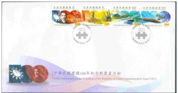 FDC(B) Taiwan 2011 100th  Rep China Stamps National Flag Sugar Cane Banana Pineapple Ship Plane Freeway Train High Tech - FDC